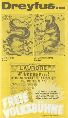 Freie Volksbühne Berlin, Kurt Hübner, Burkhard Mauer, Dorothea Renckhoff: Programmheft Jean-Claude Grumberg DREYFUS  Premiere 22. Januar 1975 Spielzeit 1974 / 75. 