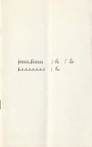 Bühnen der Stadt Köln, Claus Helmut Drese, Peter Kleinschmidt: Programmheft Samuel Beckett ENDSPIEL Premiere 13. Oktober 1973 Spielzeit 1973 / 74. 