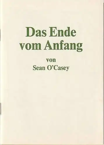 Bühnen der Stadt Köln, Claus Helmut Drese, Susanne Bonenkamp: Programmheft Sean O'Casey DAS ENDE VOM ANFANG Premiere 16. Juli 1975 Kammerspiele. 