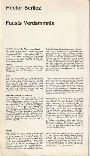 Bühnen der Stadt Köln, Claus Helmut Drese, Klaus-Peter Kehr: Programmheft Hector Berlioz FAUSTS VERDAMMNIS 23. Juni 1972 Opernhaus. 