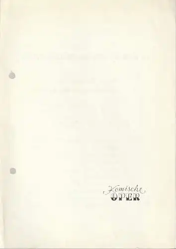 Komische Oper Berlin: Programmheft 46. KAMMERMUSIK IM GESPRÄCH  1. April 1978 Reiner Bredemeyer dirigiert eigene Werke Spielzeit 1977 / 78. 