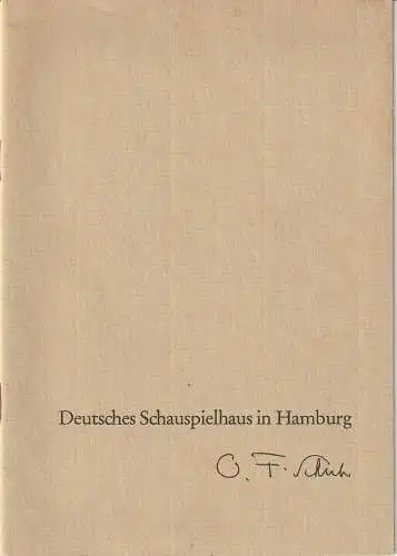 Deutsches Schauspielhaus in Hamburg, Oscar-Fritz Schuh, Günther Petzoldt, Ralf Wilkens, Rosemarie Clausen  Fotos): Programmheft Hugo von Hofmannsthal DER SCHWIERIGE 4. März 1964 Spielzeit 1963 / 64 Heft 10. 