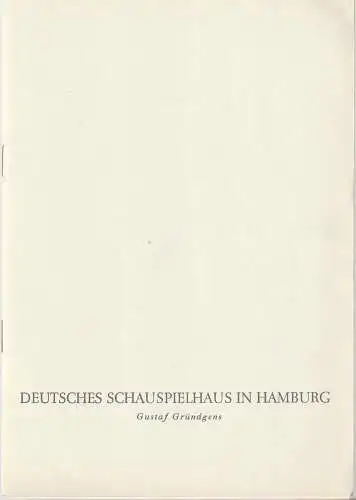 Deutsches Schauspielhaus in Hamburg, Gustaf Gründgens, Günther Penzoldt, Rolf Wilken: Programmheft Jean Anouilh BECKET ODER DIE EHRE GOTTES 8. März 1961 Spielzeit 1960 / 61. 