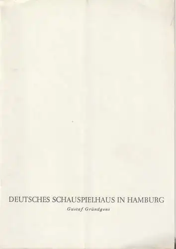 Deutsches Schauspielhaus in Hamburg, Gustaf Gründgens, Günther Penzoldt, Rolf Wilken: Programmheft Gerhart Hauptmann MICHAEL KRAMER 12. September 1961 Spielzeit 1961 / 62. 