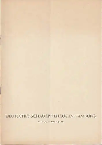 Deutsches Schauspielhaus in Hamburg, Gustaf Gründgens, Günther Penzoldt, Heinz Knorr: Programmheft Gerd Oelschlegel STAUB AUF DEM PARADIES 11. Dezember 1957 Spielzeit 1957 / 58 Heft 4. 