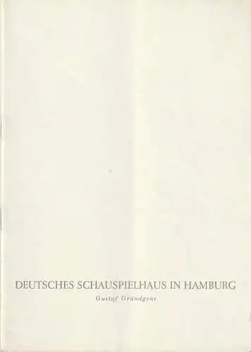 Deutsches Schauspielhaus in Hamburg, Gustaf Gründgens, Günther Penzoldt, Heinz Knorr: Programmheft Eugene O`Neill FAST EIN POET 10. Dezember 1958 Spielzeit 1958 / 59 Heft 6. 