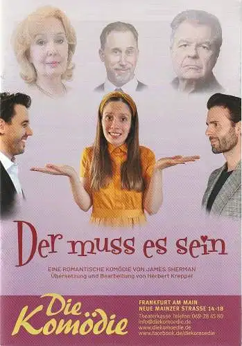 Die Komödie, Alexander, Katrin Laier: Programmheft James Sherman DER MUSS ES SEIN Premiere 8. Februar 2024. 