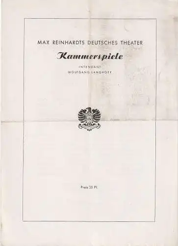 Max Reinhardts Deutsches Theater, Wolfgang Langhoff: Programmheft Jean Anouilh DER REISENDE OHNE GEPÄCK. 