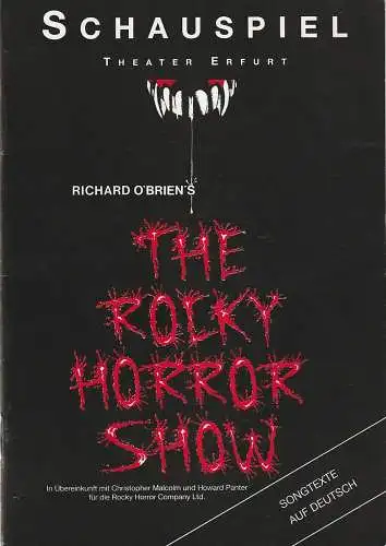 Theater Erfurt, Dietrich Taube, Klaus Gronau: Programmheft Richard O`Briens THE ROCKY HORROR SHOW Premiere 25. September 1993 Spielzeit 1993 / 94. 