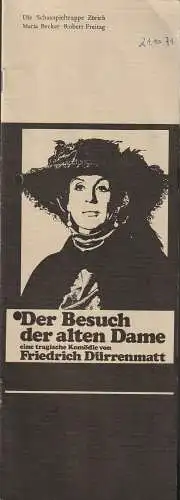 Die Schauspieltruppe Zürich, Maria Becker, Robert Freitag, Werner Dauth, Hans Blättler: Programmheft Friedrich Dürrenmatt DER BESUCH DER ALTEN DAME Nr. 20 August 1971. 