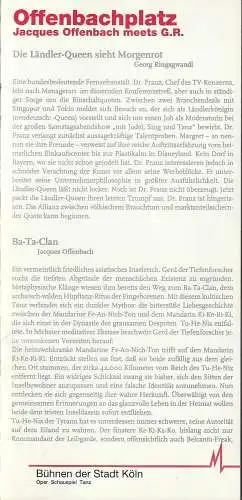 Bühnen der Stadt Köln, Oper, Günter Krämer, James Conlon, Kerstin Schüssler: Programmheft OFFENBACHPLATZ Jacques Offenbach meets G.R. Spielzeit 1995 / 96. 