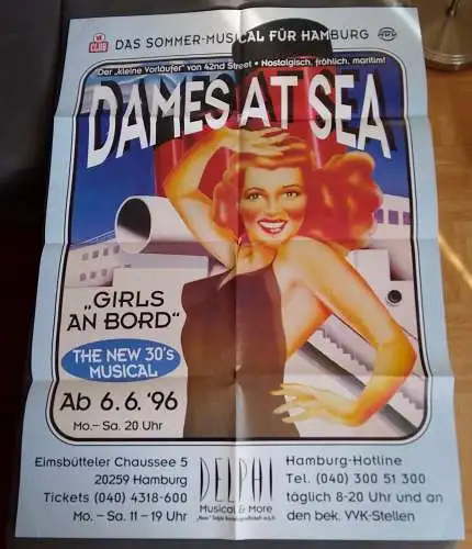 Delphi Musical & More: Aushang - Plakat DAMES AT SEA - GIRLS AN BORD ab 6.6.96. 