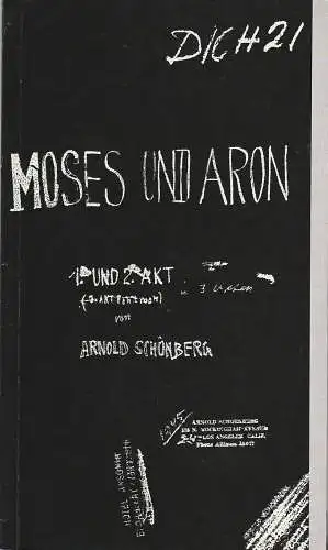 Oper Frankfurt, Wolfgang Willaschek, Urs Leicht, Norbert Abels: Programmheft Arnold Schönberg MOSES UND ARON Premiere 12. Mai 1990 Spielzeit 1989 / 90. 