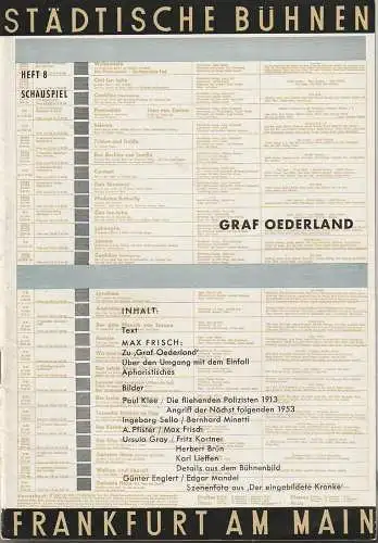 Städtische Bühnen Frankfurt am Main,  Harry Buckwitz, Günter Skopnik, Rudi Seitz: Programmheft Max Frisch GRAF OEDERLAND Spielzeit 1955 / 56 Heft 8. 