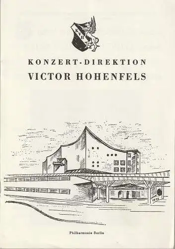 Konzert - Direktion Victor Hohenfels: Programmheft 4. BEETHOVEN - KONZERT 5. Juni 1977 Philharmonie Berlin. 