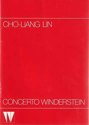 CONCERTO WINDERSTEIN: Programmheft CHO-LIANG LIN 22. Oktober 1986 Herkulessaal der Residenz. 
