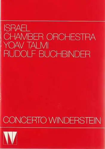 CONCERTO WINDERSTEIN: Programmheft ISRAEL CHAMBER ORCHESTRA 16. Oktober 1986 Herkulessaal der Residenz. 