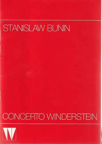 CONCERTO WINDERSTEIN: Programmheft STANISLAW BUNIN 7. Dezember 1987 Herkulessaal der Residenz. 