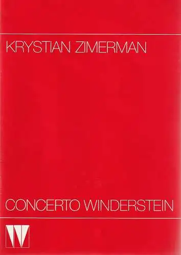 CONCERTO WINDERSTEIN: Programmheft KRYSTIAN ZIMERMAN 21. Februar 1990 Herkulessaal der Residenz. 