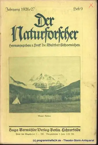 Schoenichen Walther ( Hrsg. ): Der Naturforscher Jahrgang 1926/27 Heft 9 (18). 