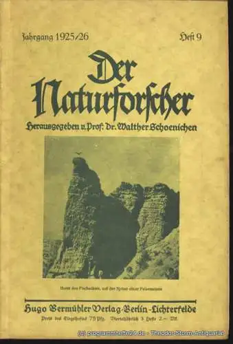 Schoenichen Walther ( Hrsg. ): Der Naturforscher Jahrgang 1925/26 Heft 9 (18). 