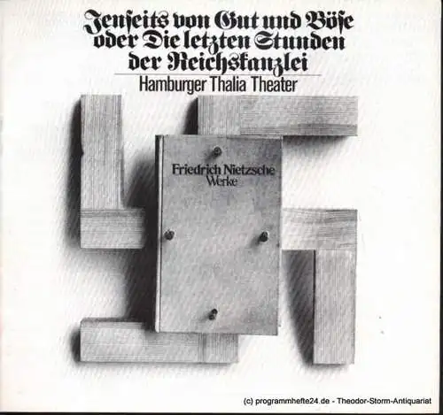 Thalia Theater Hamburg, Boy Gobert, Hübner Alfred: Programmheft Uraufführung Helmut Lange Jenseits von Gut und Böse oder Die letzten Tage der Reichskanzlei.  Premiere 30. August 1975. Spielzeit 1975 / 76 (18). 