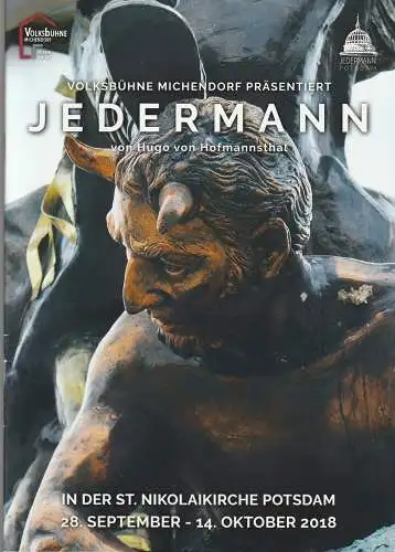 Volksbühne Micheldorf, Steffen Löser, Christian A. Schnell, Nicolai Tegeler, Marika Tasler: Programmheft Hugo von Hofmannsthal JEDERMANN Premiere 28. September 2018 St. Nikolaikirche Potsdam (18). 