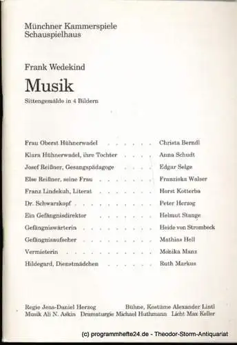 Münchner Kammerspiele Schauspielhaus, Dieter Dorn: Programmheft Frank Wedekind MUSIK Premiere Freitag, 12. Mai 1995 Schauspielhaus Spielzeit 1994 / 95 Heft 5 (18). 