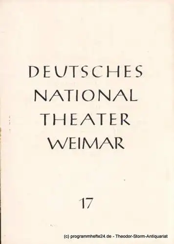 Deutsches Nationaltheater Weimar: Programmheft Was ihr wollt. Lustspiel von William Shakespeare. Spielzeit 1952 / 53 Heft 17 (18). 