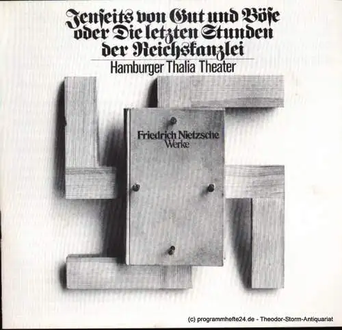 Hamburger Thalia Theater, Boy Gobert, Matthies Holger ( Grafik ), Hübner Alfred: Programmheft Uraufführung Jenseits von Gut und Böse oder Die letzten Tage der Reichskanzlei von Helmut Lange. Premiere 30. August 1975. Spielzeit 1975 / 76 (18). 