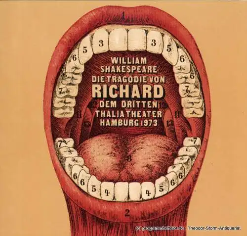 Thalia Theater Hamburg, Boy Gobert, Matthies Holger, Lunin Hanno: Programmheft Die Tragödie von Richard dem Dritten von William Shakespeare. Premiere 3. März 1973. Spielzeit 1972 / 73 Heft 9 (18). 