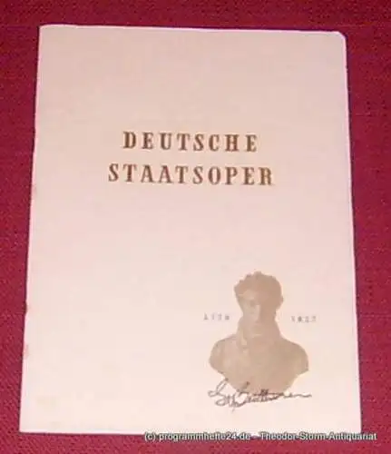 Deutsche Staatsoper Berlin: Programmheft Fidelio. Oper von Ludwig van Beethoven. Mittwoch 7. Oktober 1953 (18). 