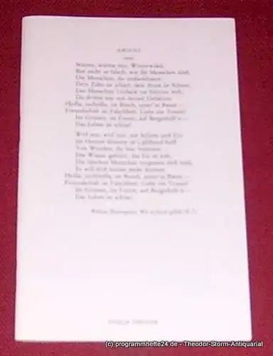 Thalia Theater Hamburg, Peter Striebeck, Volker von Vogel, Oertzen Dietrich von: Programmheft Wie es euch gefällt von William Shakespeare. Premiere 3. Oktober 1982. Spielzeit 1982 / 83 (18). 