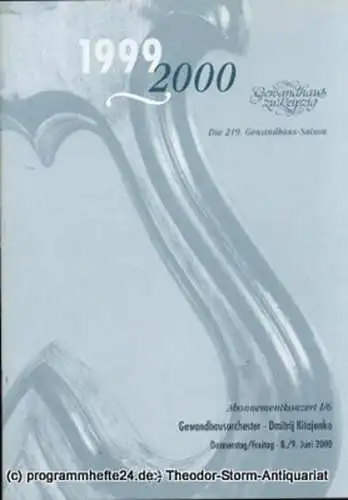 Gewandhaus zu Leipzig, Gewandhauskapellmeister Herbert Blomstedt, Herklotz Renate: Programmheft Gewandhausorchester Abonnementkonzert I / 6. Blätter des Gewandhauses  Spielzeit 1999 / 2000 (18). 