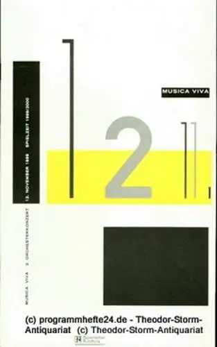 musica via / Bayerischer Rundfunk, Udo Zimmermann, Winrich Hopp: Programmheft musica via 2. Orchesterkonzert 12. November 1999. Spielzeit 1999 / 2000 (18). 