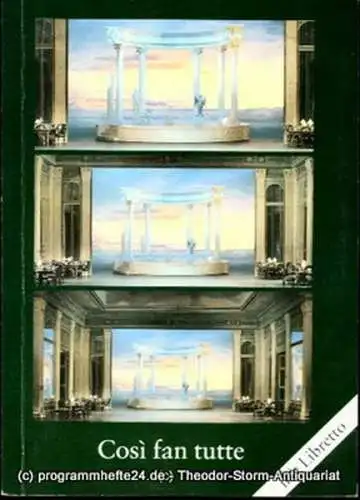 Staatstheater Darmstadt, Peter Brenner, Ludwig Baum, Carin Marquardt: Programmheft Cosi fan tutte oder Die Schule der Liebenden. Drama giocoso von Lorenzo Ponte. Premiere 15. November 1985. Programmbuch Nr. 26. Mit Libretto (18). 