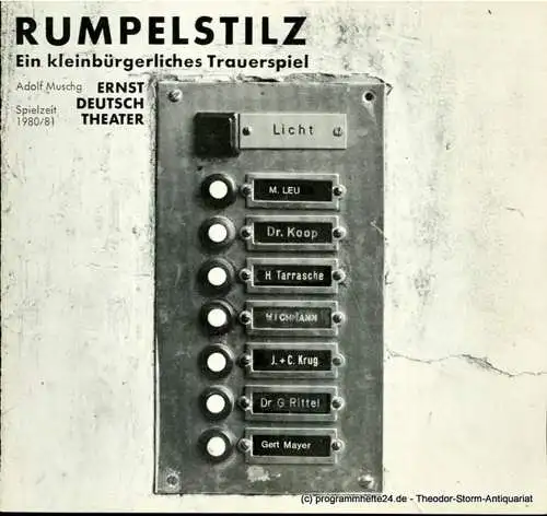 Ernst  Deutsch  Theater Hamburg, Friedrich Schütter, Wolfgang Borchert: Programmheft Rumpelstilz. Ein kleinbürgerliches Trauerspiel von Adolf Muschg. Premiere 8. Januar 1981. Spielzeit 1980 / 81 Heft 5 (18). 