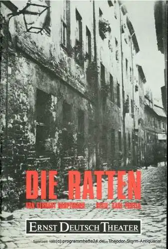 Ernst  Deutsch  Theater Hamburg, Friedrich Schütter, Wolfgang Borchert: Programmheft Die Ratten von Gerhart Hauptmann. Premiere 18. Januar 1990. Spielzeit 1989 / 90. Mit Stückabdruck in der Regiefassung (18). 