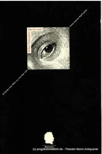 Bayerisches Staatsschauspiel, Eberhard Witt: Programmheft Was ihr wollt von William Shakespeare. Premiere 4. Februar 1995 im Residenztheater. Spielzeit 1994 / 95 Programmheft Nr. 21 (18). 
