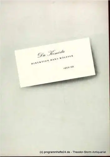 Die Komödie, Direktion Hans Wölffer: Programmheft Der Herr im Haus. ( 1957 / 58. Lustspiel von Howard Lindsay und Russel Crouse (18). 