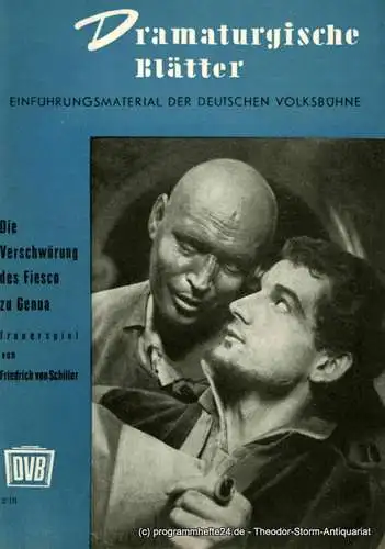 Deutsche Volksbühne Zentralleitung, Heinz Thiel: Dramaturgische Blätter. Einführungsmaterial der Deutschen Volksbühne. Die Verschwörung des Fiesco zu Genua. Trauerspiel von Friedrich von Schiller. 2 / 16 (18). 