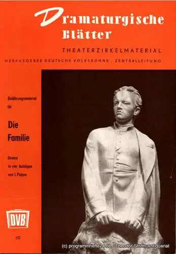 Deutsche Volksbühne Zentralleitung, Ferdinand May: Dramaturgische Blätter. Einführung zu Die Familie. Drama von I. Popow. Theaterzirkelmaterial Nr. 60 (18). 
