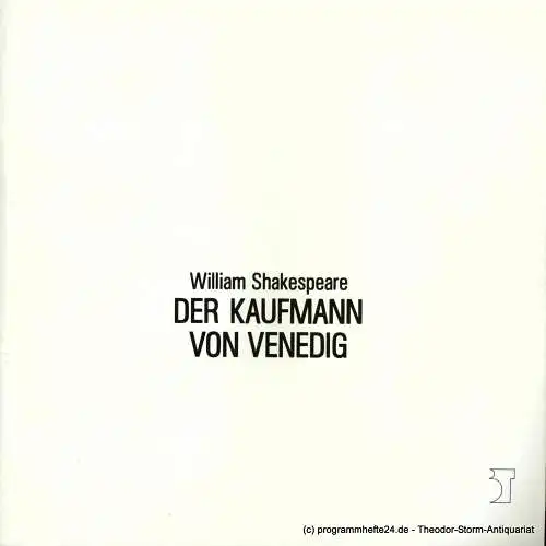 Bremer Theater, Theater der Freien Hansestadt Bremen, Tobias Richter, Jörg Landsberg: Programmheft William Shakespeare. DER KAUFMANN VON VENEDIG. Premiere 20. Januar 1989. Spielzeit 1988 / 89 Programmheft 12 (18). 