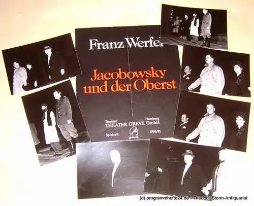 Tournee Theater Greve, Manfred Greve, Rudolf Sparing: Programmheft Jacobowsky und der Oberst von Franz Werfel. Mit 7 extra beiliegenden Originalfotos. Premiere am 6. Januar 1991 im Sachsenwald-Forum Reinbek (18). 