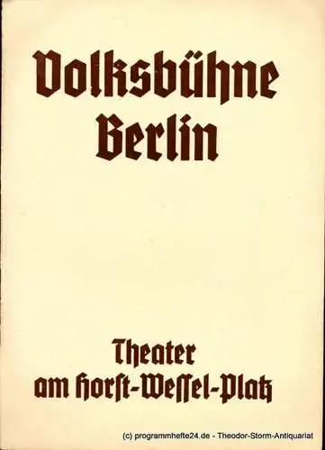 Volksbühne Berlin, Theater am Horst-Wessel-Platz, Eugen Klöpfer, Felix Lützkendorf: Programmheft College Crampton. Komödie von Gerhart Hauptmann (18). 