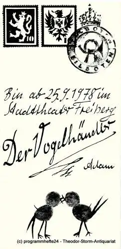 Stadttheater Freiberg, Rosemarie Dietrich, Manfred Claus: Programmheft Der Vogelhändler. Spielzeit 1978 / 79 Heft 3 (18). 