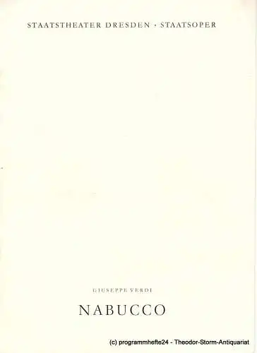Staatsoper Dresden, Hans Dieter Mäder, Ulf Keyn, Dieter Bülter-Marell, Dieter Uhrig: Programmheft NABUCCO. Oper von Giuseppe Verdi. Spielzeit 1966 / 67 Großes Haus (18). 