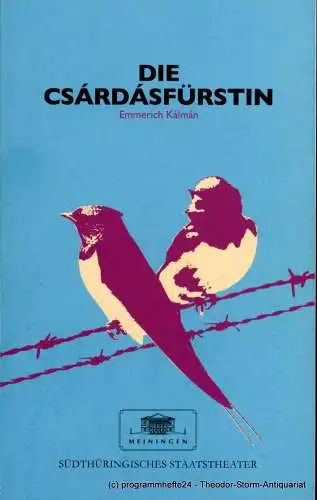 Das Meininger Theater, Südthüringisches Staatstheater, Ansgar Haag, Gerda Binder: Programmheft Die Csardasfürstin. Premieren am 27. & 29. Januar 2012 im Großen Haus (18). 