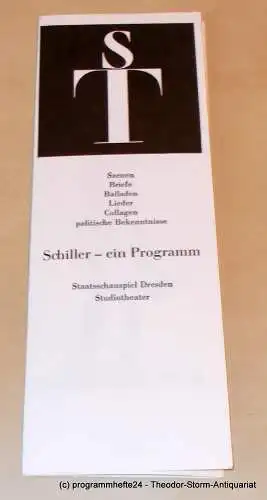 Staatsschauspiel Dresden, Studiotheater, Peter Reichel, Karla Kochta: Programmheft Schiller - Ein Programm. Premiere am 17.11.1980 im Studiotheater (18). 