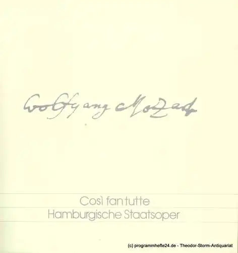 Hamburgische Staatsoper, Kurt Horres, Peter Dannenberg: Programmheft Cosi fan tutte osia La Scola degli amanti. Opera buffa von Wolfgang Amadeus Mozart (18). 